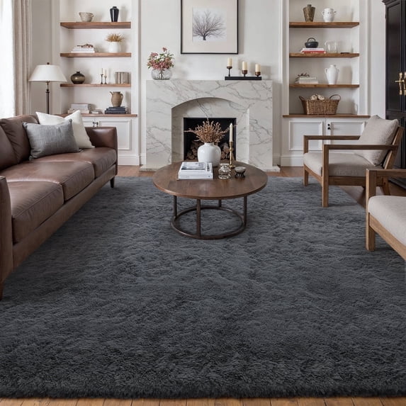 BERTHMEER 5'x8' Gray Shag Area Rugs for Living Room Bedroom Soft Fluffy Fuzzy Rugs Carpets High-Plie