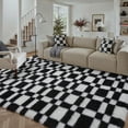 thumbnail image 1 of BERTHMEER 5'x8' Checkered Rug for Living Room, Modern Black and White Checkerboard Shag Rug Non-Slip Area Rug Soft Indoor Fluffy Rugs for Bedroom Carpet Home Dorm Aesthetic Decor, 1 of 5