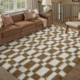thumbnail image 1 of BERTHMEER 5'x8' Checkered Rug for Living Room, Modern Brown and White Checkerboard Shag Rug Non-Slip Area Rug Soft Indoor Fluffy Rugs for Bedroom Carpet Home Dorm Aesthetic Decor, 1 of 5