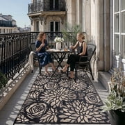 BERTHMEER 5'x8' Brown Outdoor Rugs on Sale Clearance Plastic Straw Reversible Waterproof Patio Rugs for Deck Camping Bea