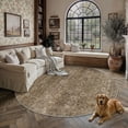 thumbnail image 1 of BERTHMEER 6'x6' Round Area Rugs for Living Room Dining Room Bedroom Office Oriental Floral Vintage Farmhouse Machine Washable Non-slip Traditional Distressed Carpets, Brown, 1 of 2