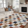 thumbnail image 1 of BERTHMEER 6'x9' Fluffy Checkered Area Rugs for Bedroom Living Room Dinning Room Soft Modern Geometric Plush Pile Ultra-Soft Rugs Carpets,Multicolor, 1 of 6