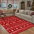 thumbnail image 1 of BERTHMEER 6'X9' Christmas Rug Kitchen Moroccan Winter Holiday Rugs for Living Room Bedroom Dining Room Laundry Machine Washable Non-slip Rug,Xmas Snowflake Red, 1 of 7