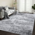 BERTHMEER 6'x9' Low Pile Area Rug, Gray Abstract NonSlip, Stain