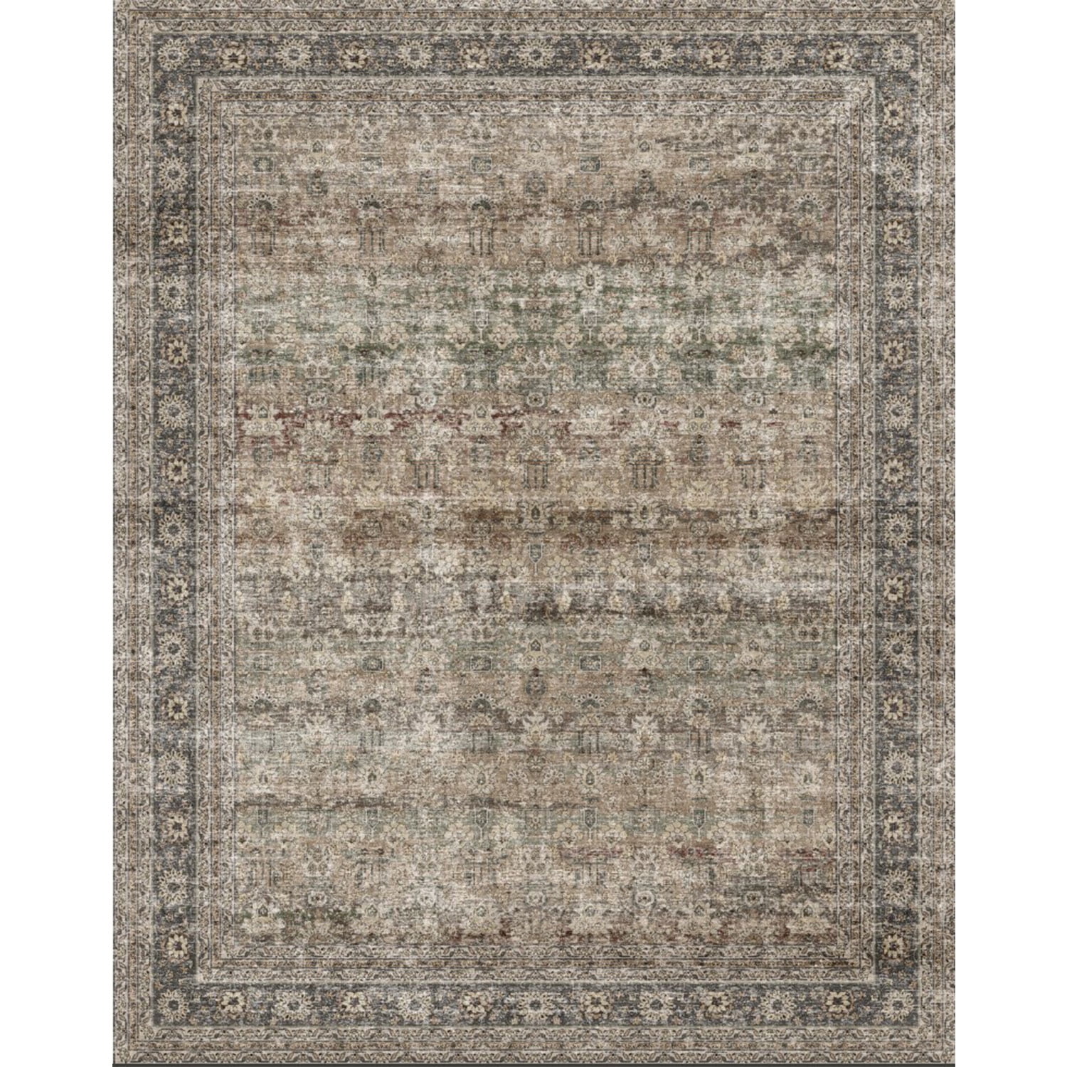 berthmeer 6'x6' round area rugs for living room dining room bedroom office oriental floral vintage farmhouse machine washable non-slip traditional distressed carpets, brown