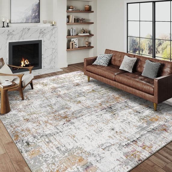 BERTHMEER 6'x9' Abstract Area Rugs for Living Room Bedroom Dining Room Farmhouse Contemporary Rugs Machine Washable non-slip, Multicolor