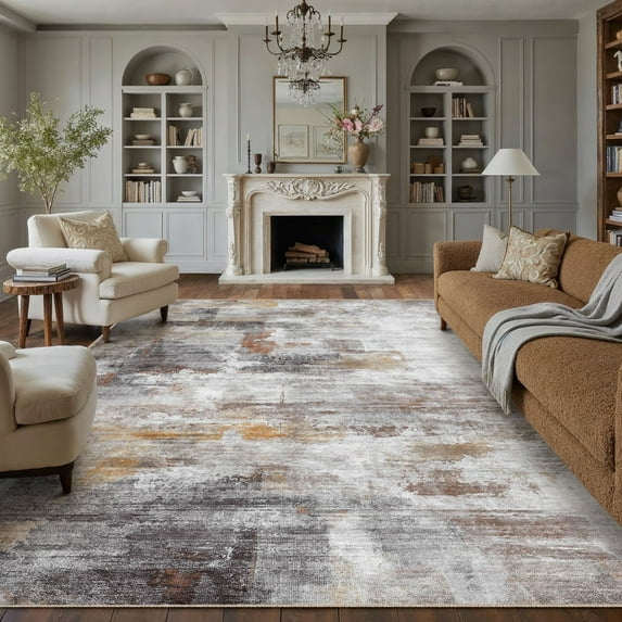 BERTHMEER 6'x9' Area Rugs for Living Room Bedroom Dining Room Farmhouse Gray Abstract Rugs Contemporary Rugs Machine Washable non-slip, Gray Multicolor