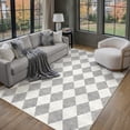 thumbnail image 1 of BERTHMEER 6'x9' Area Rugs for Living Room Bedroom Office Dining Room Farmhouse Geometric Modern Rhombus Checkered Contemporary Rugs Non Slip Washable Rugs Carpets,Gray, 1 of 6