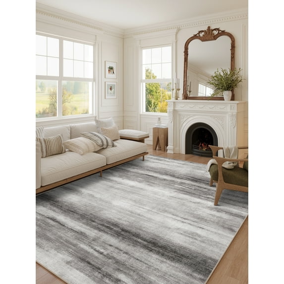 BERTHMEER 6'x9' Area Rugs for Living Room Bedroom Dining Room Farmhouse Gray Abstract Rugs Contemporary Rugs Machine Washable non-slip