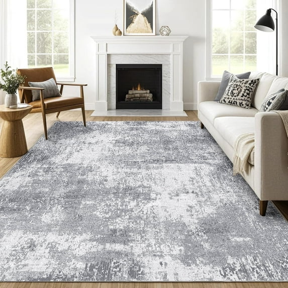 BERTHMEER 6'x9' Gray Area Rug for Living Room Machine Washable Indoor Non-Slip Rugs for Kitchen Bedroom Dining Room