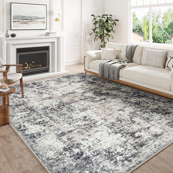 BERTHMEER 6'x9' Modern Area Rug for Living Room Bedroom Dining Room Washable Non-Slip Abstract 3D Textured Hard Rugs, Gray