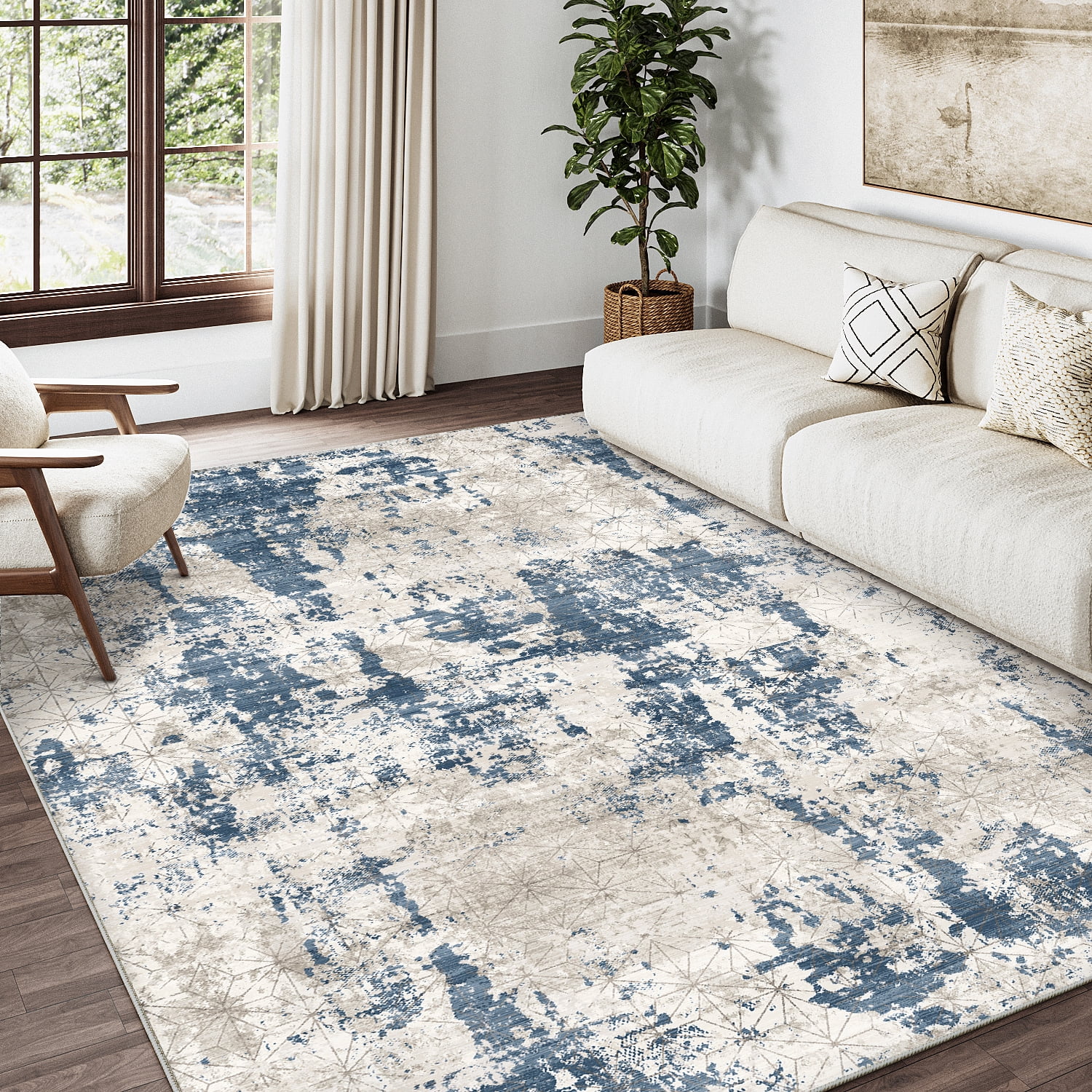 BERTHMEER 6'x9' Modern Area Rugs for Living Room Bedroom Dining Room Machine Washable Abstract ...