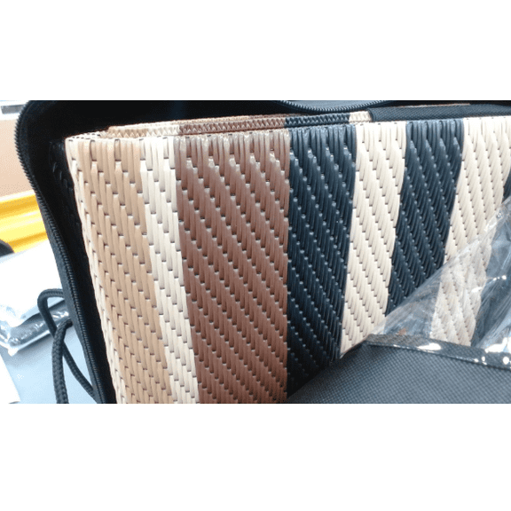 BERTHMEER 6'x9' Outdoor Patio Rugs on Sale Clearance Waterproof Reversible Rugs for Camping Porch RV Pool Deck,Modern Brown White Stripes Plastic Straw Rugs