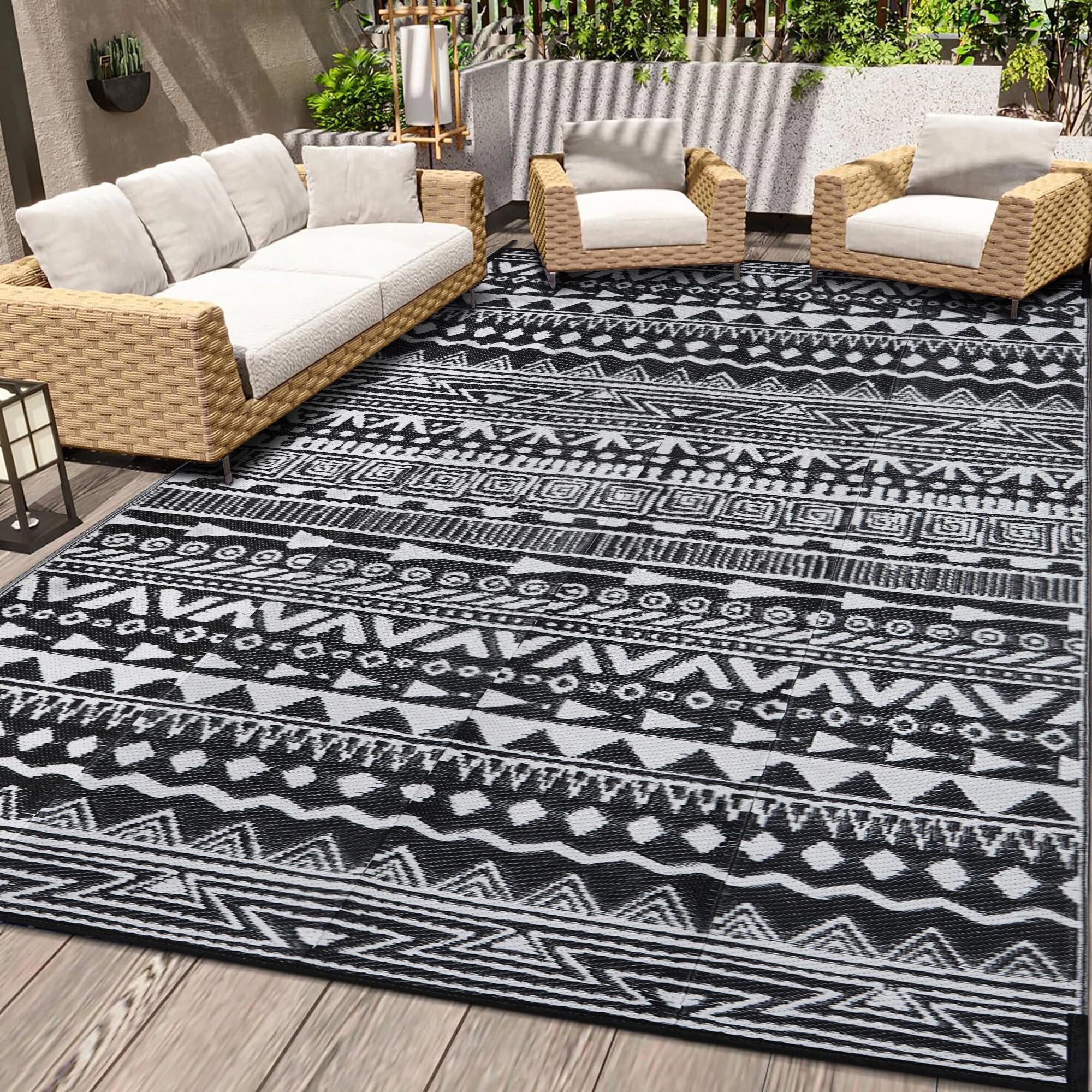 BERTHMEER 6'x9' Outdoor Plastic Rugs on Sale Clearance Bohemian