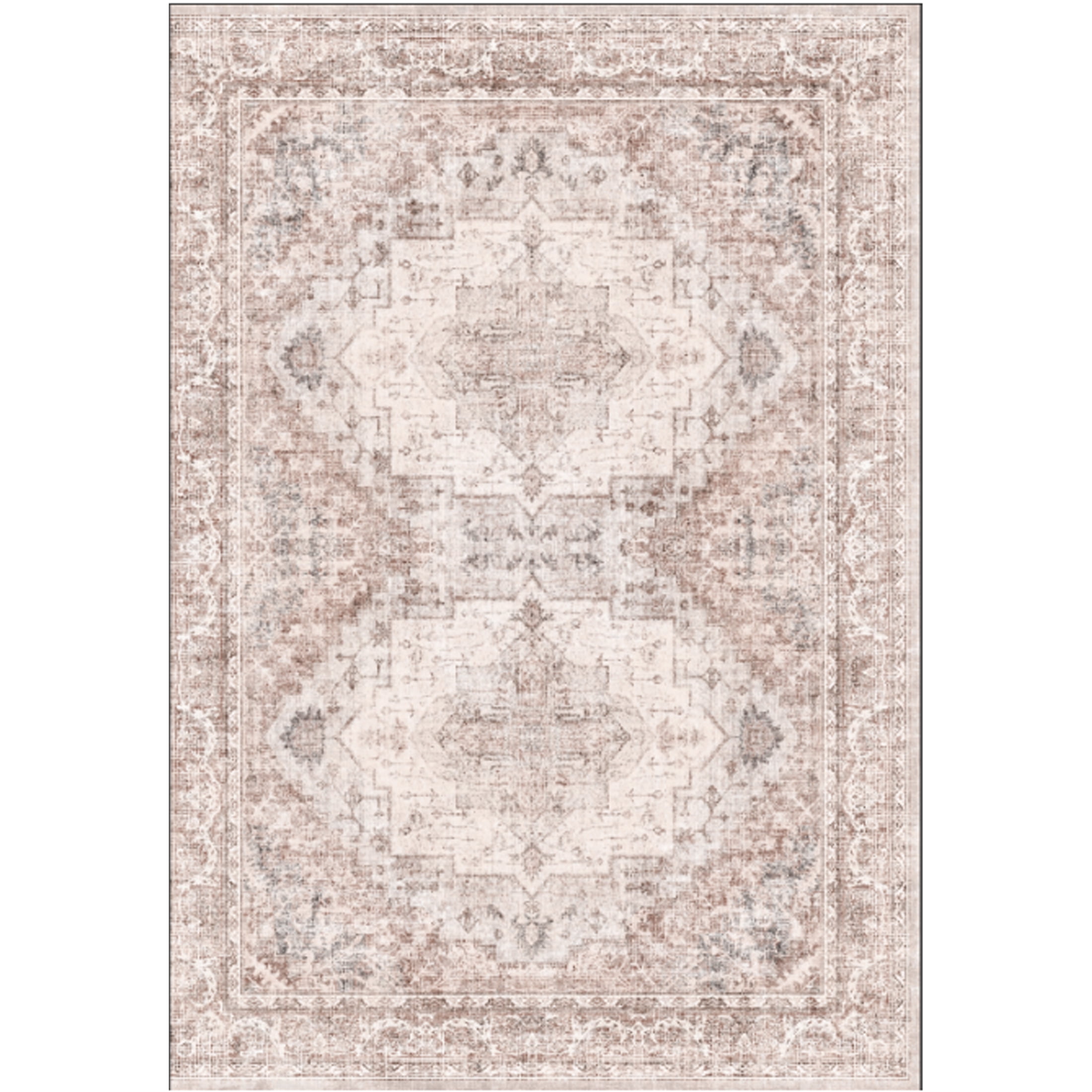 BERTHMEER 6'x9' Vintage Brown Area Rugs for Living Room Bedroom Dining