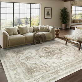 Hauteloom Castlegar 6 7 x 9 6 Living Room Area Rug Vintage Distressed Boho Farmhouse Bohemian Oriental Style Floral Mustard Brown Beige Walmart