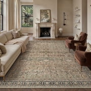 BERTHMEER 6x9 Washable Area Rugs for Living Room Bedroom Kitchen Rugs Non Slip Brown Vintage Traditional Dorm Office Dining Room Farmhouse Oriental Distressed Rugs