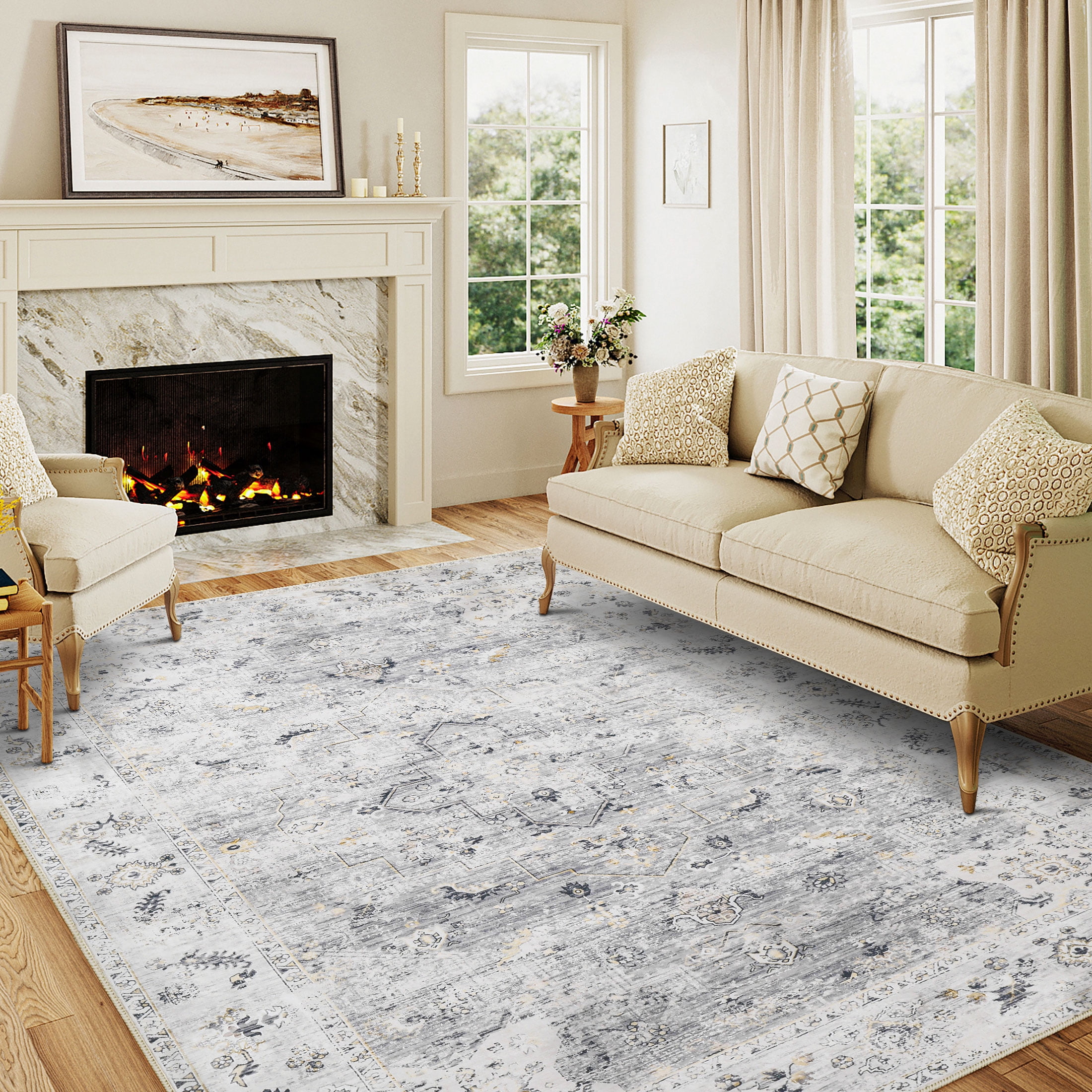BERTHMEER 6'x9' Washable Area Rugs for Living Room Bedroom Dining Room