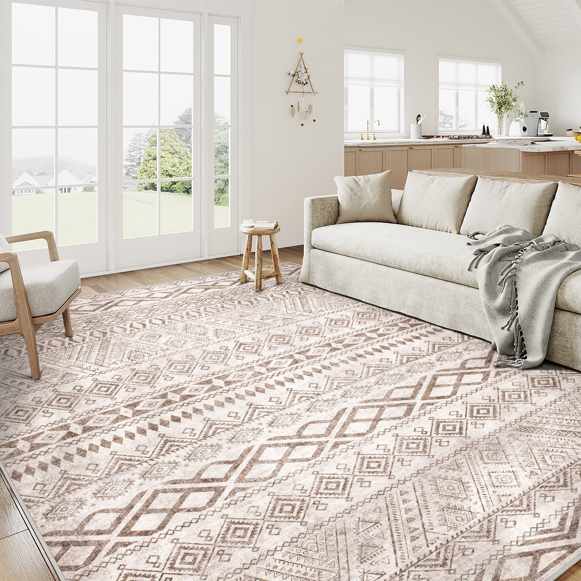 BERTHMEER 6'x9' Washable Boho Area Rugs for Living Room Bedroom Kitchen ...