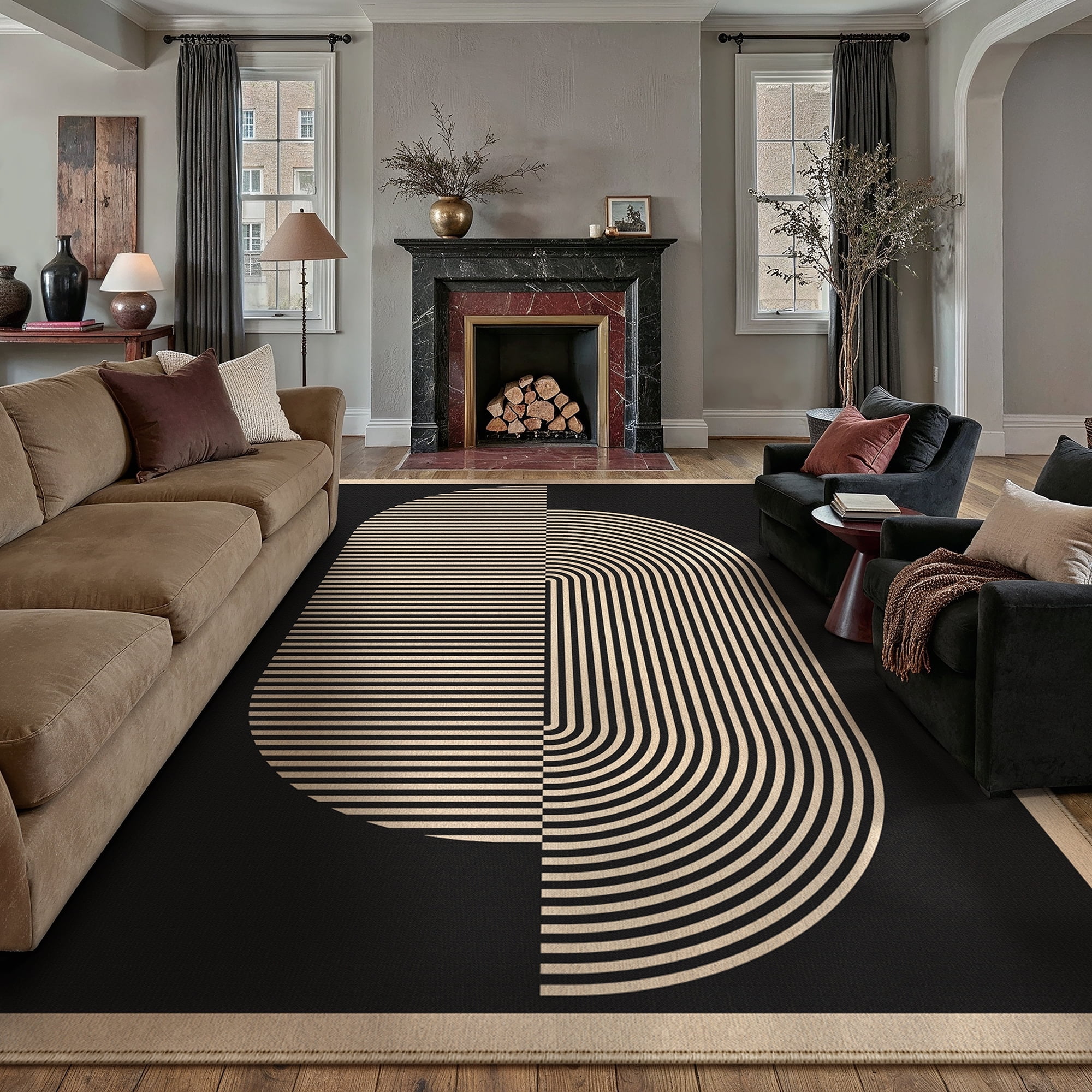 BERTHMEER 8'x10' Large Easy Jute Area Rugs for Living Room, Washable Outdoor Patio Rugs Indoor Outdoor Carpet for Farmhouse Neutral Geometric Non Slip Black Rugs for Bedroom Dining Room - Walmart.com