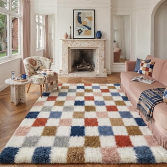 Shop Checkered Area Rugs for Home Decor in Gray, Black and White