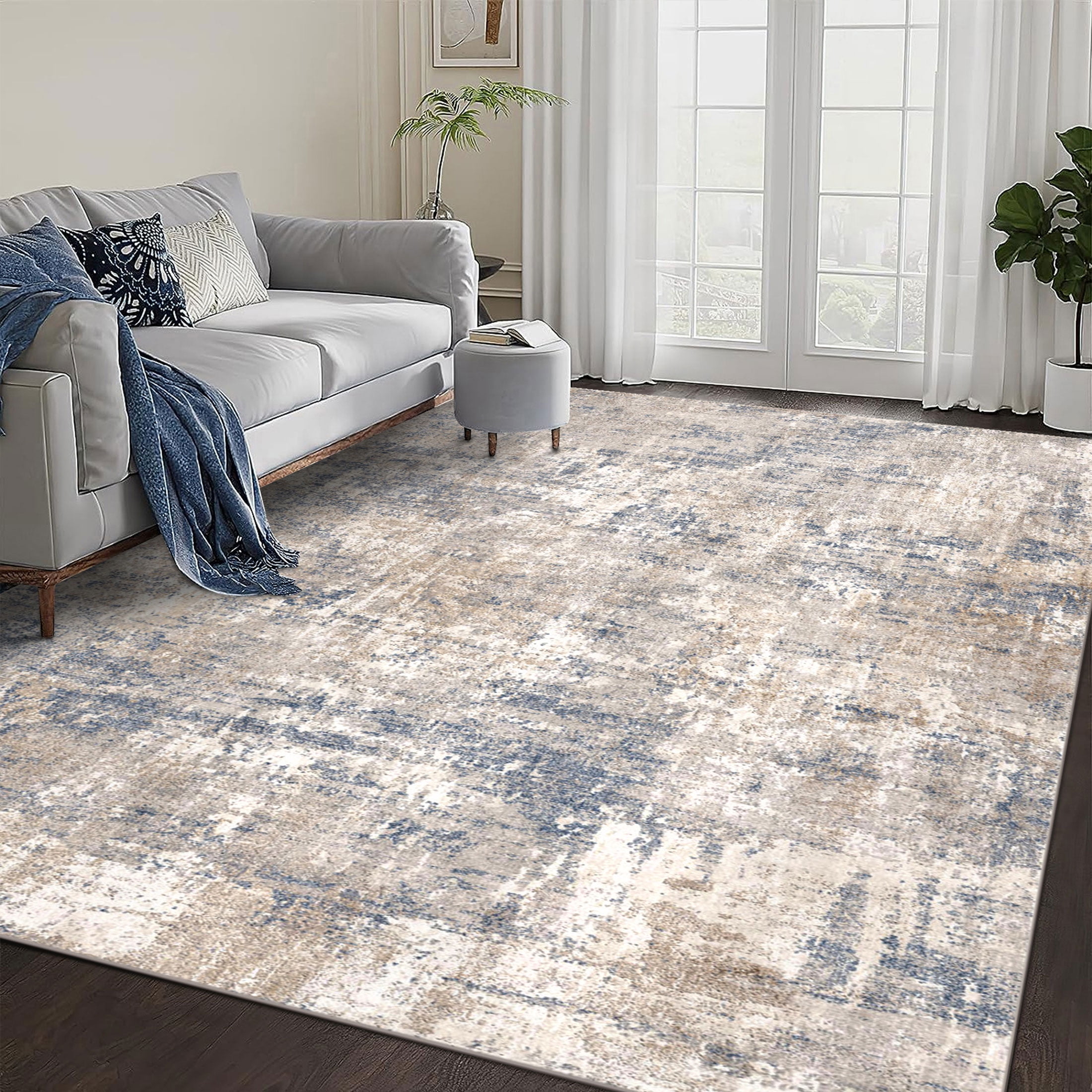 BERTHMEER 8'x10' Non-slip Abstract Area Rug, Washable, for Living Room ...