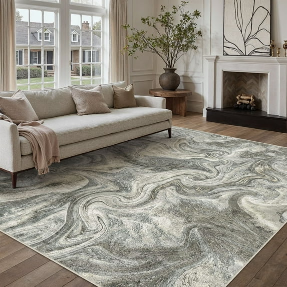 BERTHMEER 8'x10' Area Rugs for Living Room Abstract Modern Indoor Bedroom Dining Room Office Kitchen Contemporary non-slip Machine Washable Rugs Carpets,Green