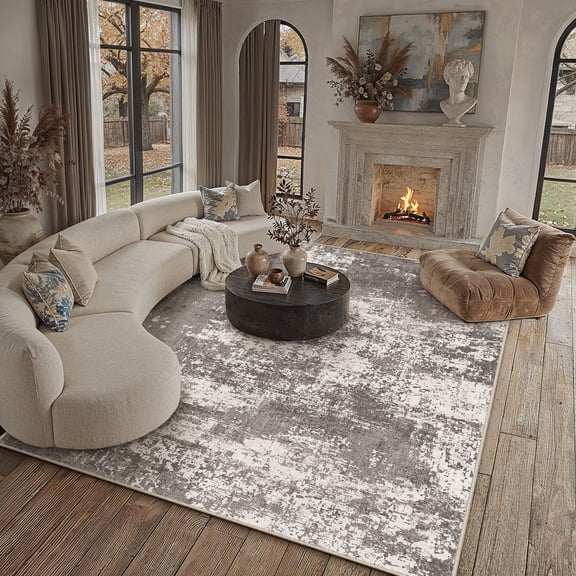 BERTHMEER 8'x10' Area Rugs for Living Room Bedroom Dining Room Indoor Large Carpets Abstract Contemporary Non Slip Machine Washable Rugs Carpets,Coffee Brown