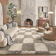 thumbnail image 1 of BERTHMEER 8'x10' Large Washable Shag Area Rugs for Living Room Bedroom Dinning Room Fluffy Checkered Modern Geometric Plush Fuzzy Soft Rugs Carpets, Gray, 1 of 8