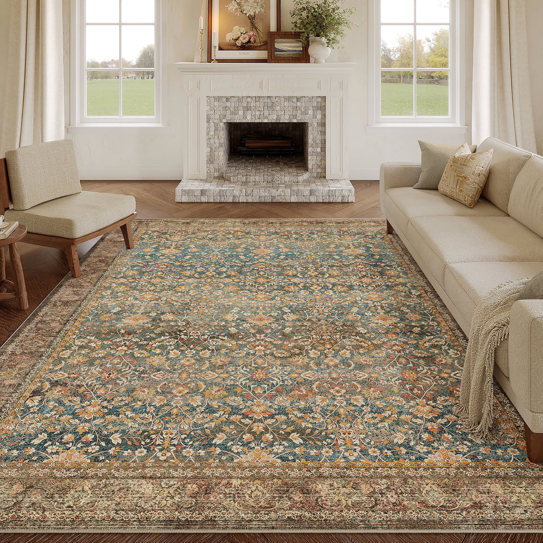 BERTHMEER 8'x10' Area Rugs for Living Room Bedroom Vintage Brown Red ...
