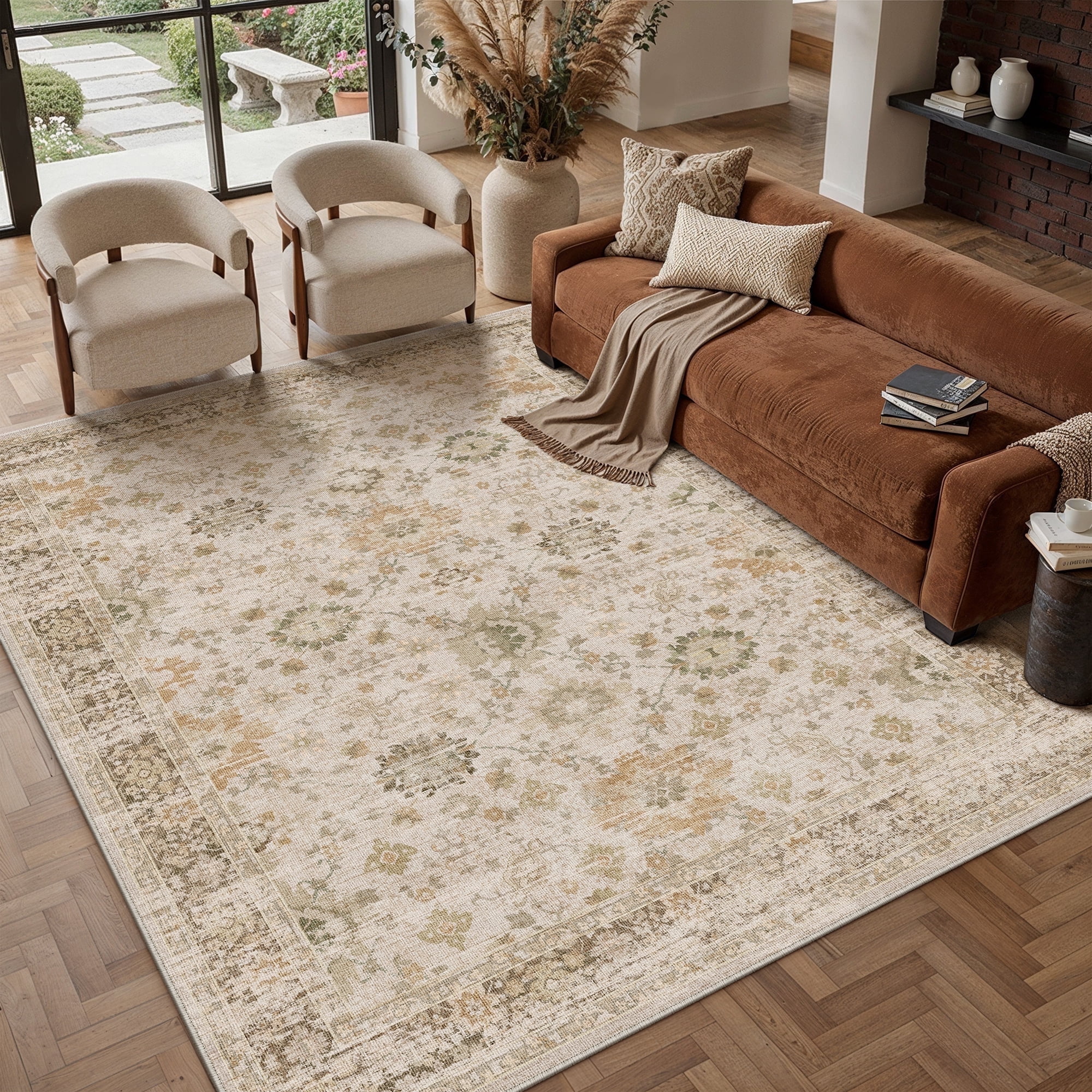 BERTHMEER 8'x10' Area Rugs for Living Room Large Vintage Beige Carpets ...