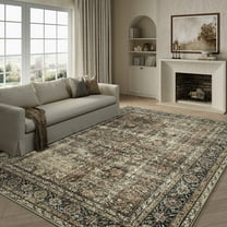 BERTHMEER 8'x10' Area Rugs for Living Room Bedroom Vintage Traditional Rugs Machine Washable Non-slip, Brown