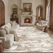 BERTHMEER 8'x10' Area Rugs for Living Room Large Abstract Bedroom Dining Room Machine Washable Non-slip Contemporary Rugs,Brown&Yellow