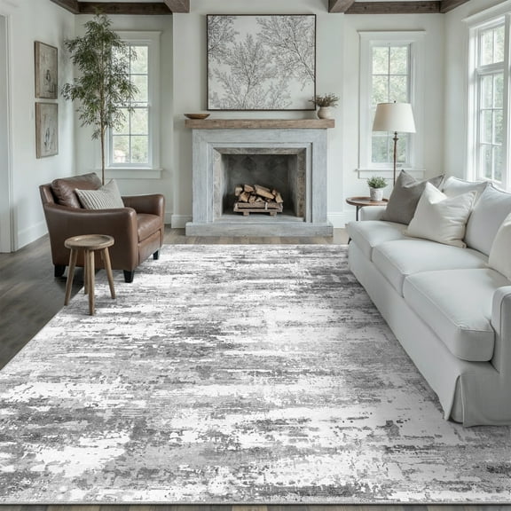 BERTHMEER 8'x10' Area Rugs for Living Room Large Abstract Bedroom Dining Room Modern Machine Washable Non-slip Rugs,Gray