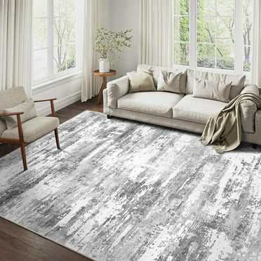 BERTHMEER 8'x10' Area Rugs for Living Room Large Abstract Bedroom Dining Room Modern Machine Washable Non-slip Rugs,Gray
