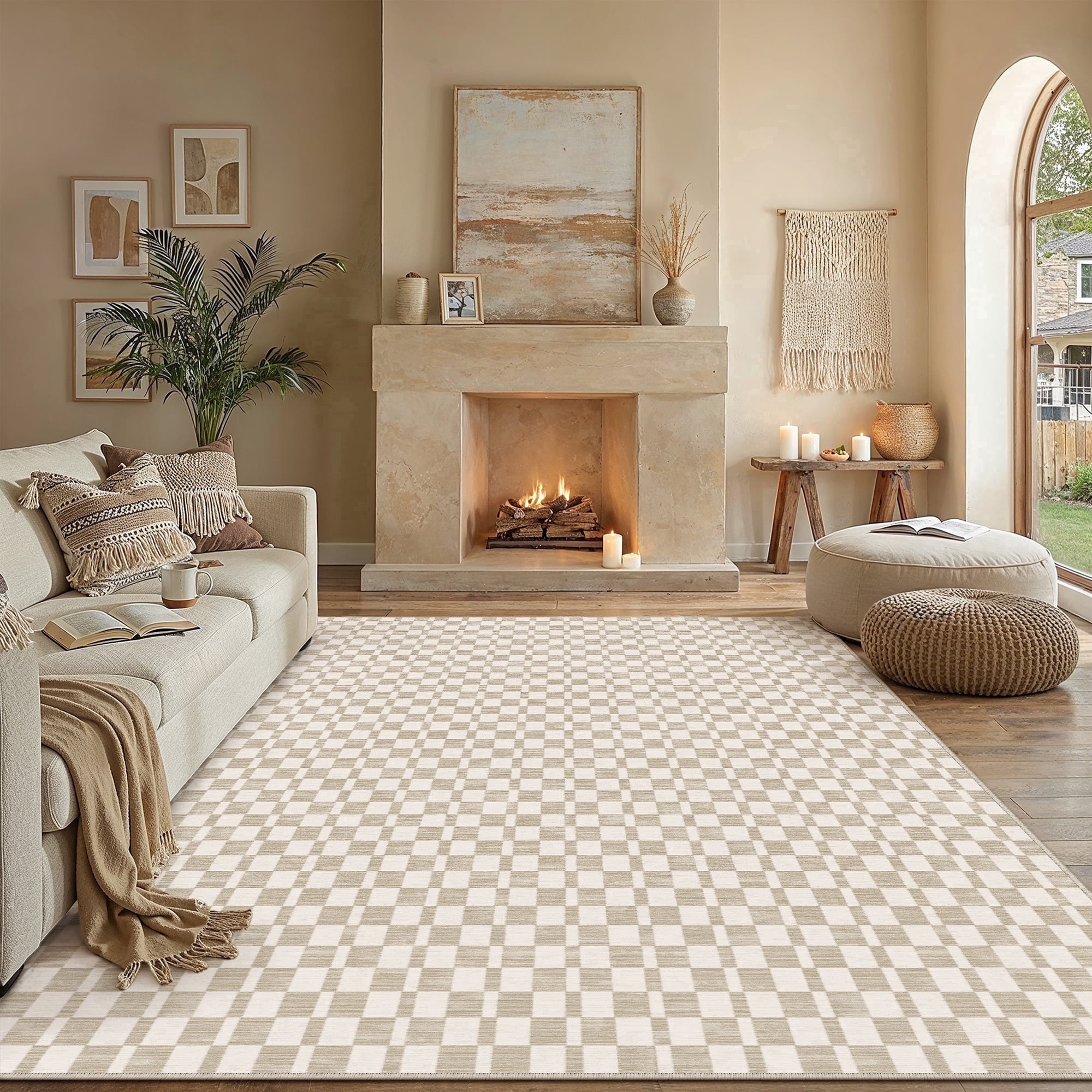 Large 8×10 Checkered Area Rug