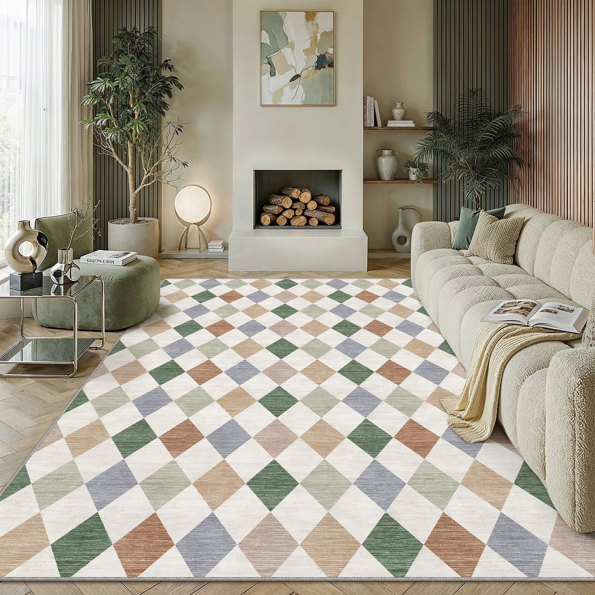 Check Rug Big Berthmeer 8'x10' Large Geometric Area Rug for Living Room - Walmart.com