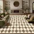 thumbnail image 1 of BERTHMEER 8'x10' Large Area Rugs for Living Room Modern Rhombus Checkered Rugs Bedroom Office Dining Room Farmhouse Geometric Contemporary Washable Non Slip Rugs Carpets, Coffee Brown, 1 of 6