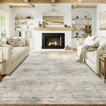 BERTHMEER 8'x10' Large Area Rugs Modern Abstract Rugs for Living Room Bedroom Dining Room Farmhouse Machine Washable Non-slip, Beige