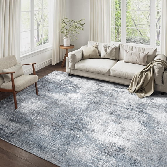 BERTHMEER 8'x10' Large Area Rugs Modern Abstract Rugs for Living Room Bedroom Dining Room Farmhouse Machine Washable Non-slip, Blue Gray