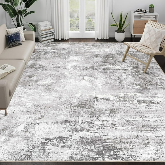 BERTHMEER 8'x10' Large Area Rugs Modern Abstract Rugs for Living Room Bedroom Dining Room Farmhouse Machine Washable Non-slip, Gray