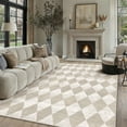 thumbnail image 1 of BERTHMEER 8'x10' Large Softer Area Rugs for Living Room Modern Rhombus Checkered Rugs Bedroom Office Dining Room Farmhouse Geometric Contemporary Washable Non Slip Rugs Carpets, Beige, 1 of 5