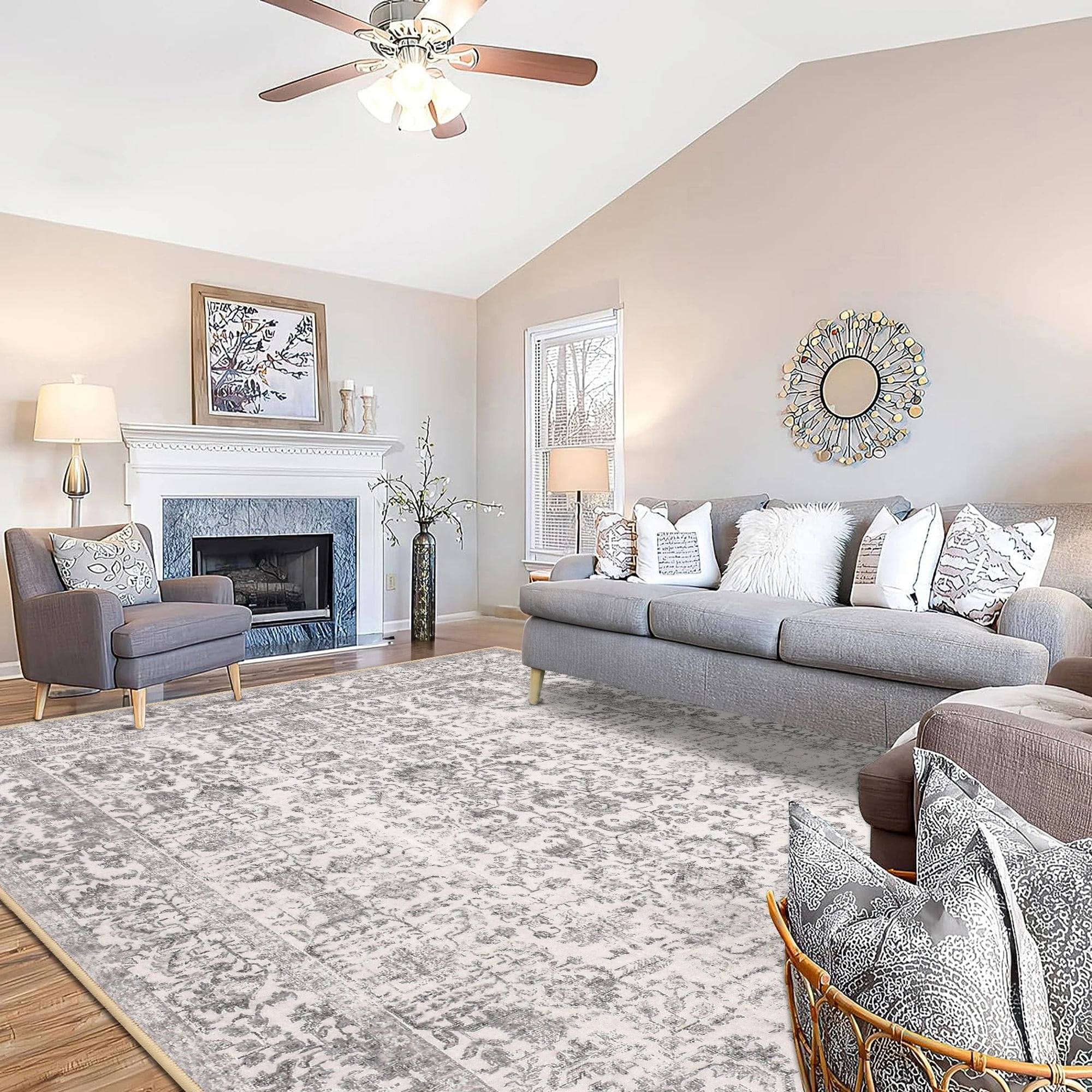 BERTHMEER 8'x10' Washable Large Area Rugs indoor Vintage Oriental