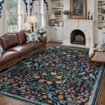 thumbnail image 1 of BERTHMEER Large 8'x10' Area Rugs for Living Room Rugs for Bedroom Kitchen Office Rugs Vintage Blue Floral Carpets Machine Washable Farmhouse Dining Room Oriental Flower Non Slip Rugs, Multicolor, 1 of 8