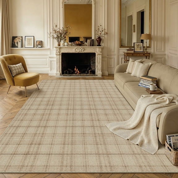 BERTHMEER 8'x10' Large Easy Jute Area Rugs for Living Room, Dining Room Office Rug Farmhouse Outdoor Patio Carpet, Washable Non Slip Indoor Outdoor Rugs for Backyard Entry Deck, Beige
