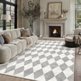 thumbnail image 1 of BERTHMEER 9'x12' Area Rugs for Living Room Bedroom Dining Room Kitchen Rugs Non Slip Washable Farmhouse Office Geometric Modern Rhombus Checkered Contemporary Rugs Carpets,Gray, 1 of 6