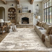 BERTHMEER 9x12 Large Abstract Modern Area Rugs for Living Room Bedroom Dining Room Farmhouse Machine Washable Non-slip Rugs,Brown&Yellow
