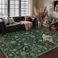 thumbnail image 1 of BERTHMEER 9'x12' Large Area Rugs for Living Room Bedroom Office Green Vintage Non Slip Washable Cirrus Floral Farmhouse Dining Room Oriental Traditional Distressed Rugs, 1 of 8