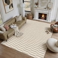thumbnail image 1 of BERTHMEER 9'x12' Large Area Rugs for Living Room Bedroom Office Modern Contemporary Geometric Carpets Non Slip Washable Farmhouse Dining Room Light Brown Beige Striped Pattern Rugs, 1 of 8