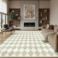thumbnail image 1 of BERTHMEER 9'x12' Large Area Rugs for Living Room Modern Rhombus Checkered Rugs Bedroom Office Dining Room Farmhouse Geometric Contemporary Washable Non Slip Green Rugs Carpets, Light Green, 1 of 5